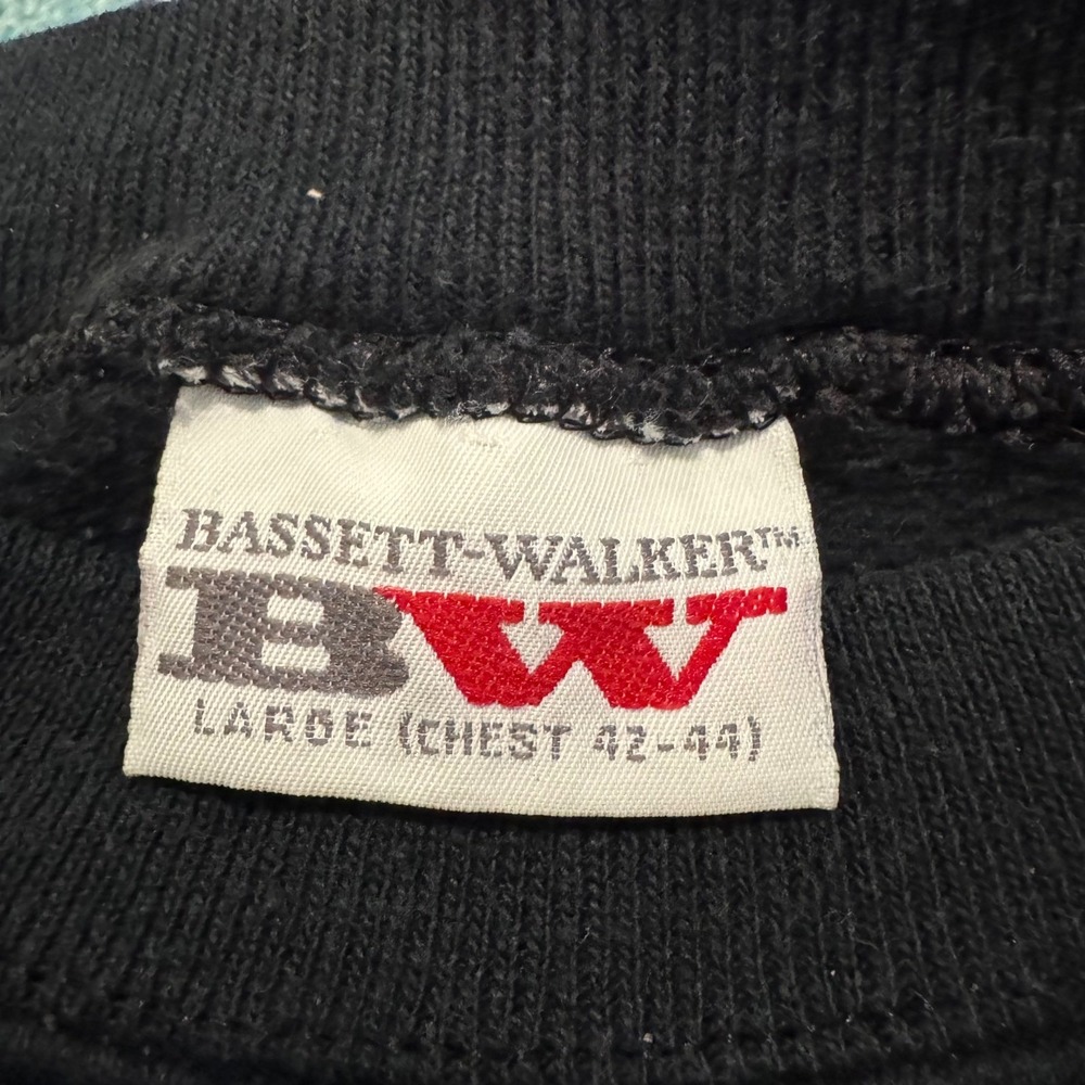 Vintage Bassett Walker French Blues Sweatshirt Black Raglan USA Made Large - Picture 4 of 10